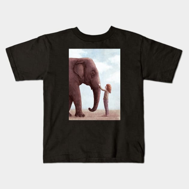 One Amazing Elephant portrait Kids T-Shirt by Terry Fan